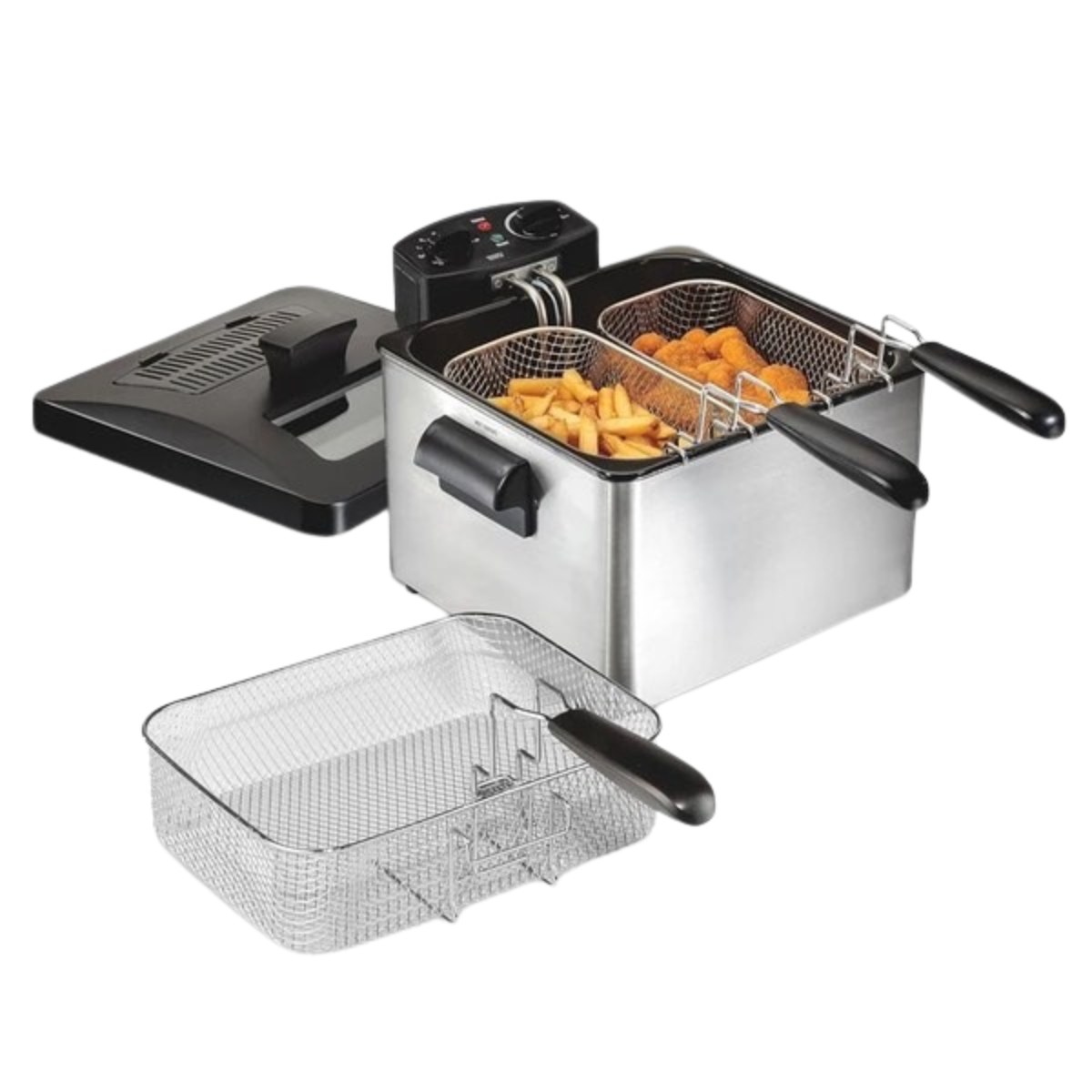 FREIDORA DE ACEITE: La Herramienta Ideal para Cocinar Fritos Perfectos NOTA. Capacidad de 5L, 1200w, control de temperatura  Si estás buscando la mejor manera de preparar alimentos fritos en casa o en un entorno comercial, la FREIDORA DE ACEITE es la solución perfecta. Este electrodoméstico te permite freír alimentos de manera rápida y eficiente, garantizando resultados crujientes y deliciosos. En este artículo, te explicaremos todo lo que necesitas saber sobre las freidoras de aceite, desde sus tipos hasta las mejores opciones para comprar en Onlineshoppingcenterg.  ¿Por Qué Elegir una FREIDORA DE ACEITE? Versatilidad y Resultados Profesionales La FREIDORA DE ACEITE es conocida por su capacidad para ofrecer resultados consistentes y profesionales en una amplia variedad de alimentos. Desde papas fritas hasta pollo crujiente, este electrodoméstico es una herramienta esencial en cualquier cocina. A diferencia de las freidoras de aire, que requieren poco o nada de aceite, las freidoras de aceite tradicionales aseguran una textura y sabor auténticos.  Tipos de Freidoras de Aceite Freidora de Aceite Eléctrica La freidora de aceite eléctrica es la más común en los hogares. Es fácil de usar, segura y adecuada para una amplia gama de frituras. Ideal para aquellos que desean comodidad y un control preciso de la temperatura.  Freidora de Aceite a Gas Las freidoras de aceite a gas son más comunes en entornos comerciales, como restaurantes. Ofrecen una mayor capacidad y velocidad de calentamiento, lo que las hace perfectas para grandes volúmenes de comida.  Freidora de Aceite Industrial Si tienes un negocio de alimentos, una freidora de aceite industrial es una inversión esencial. Estas freidoras están diseñadas para manejar grandes cantidades de alimentos y resistir el uso intensivo diario.  Freidora de Aceite Pequeña Para aquellos con poco espacio en la cocina o que solo necesitan freír pequeñas cantidades, una freidora de aceite pequeña es una excelente opción. Compacta y eficiente, es perfecta para hogares más pequeños o para preparar porciones individuales.